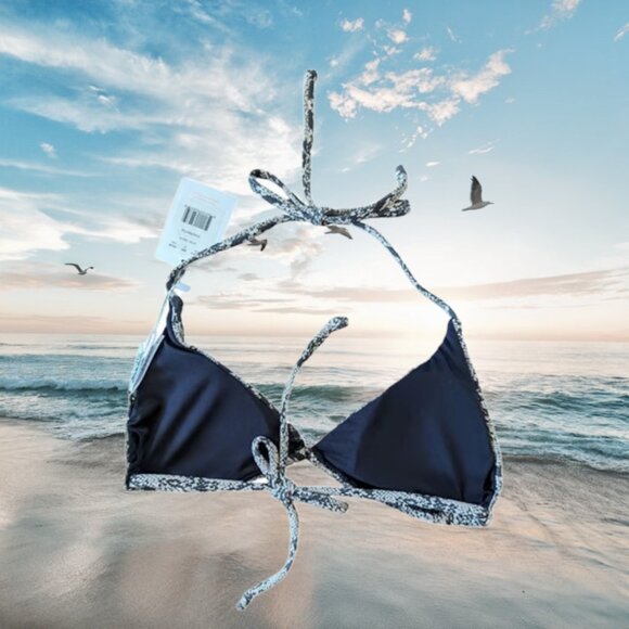 Andie Swim The String Bikini Top Snake Print Black Gray Size Medium - Picture 3 of 8